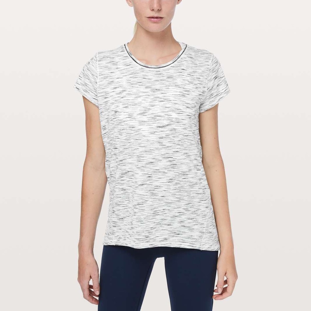 Lululemon Another Mile Short Sleeve black/white 4